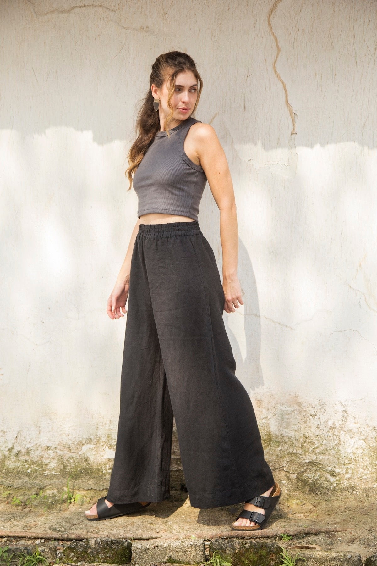calça 100% linho feminina Firenze