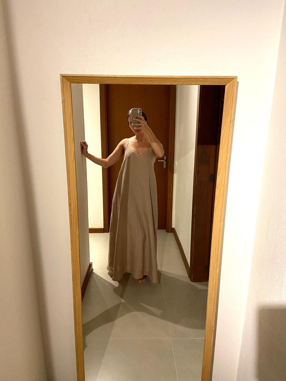 vestido 100% linho feminino sal