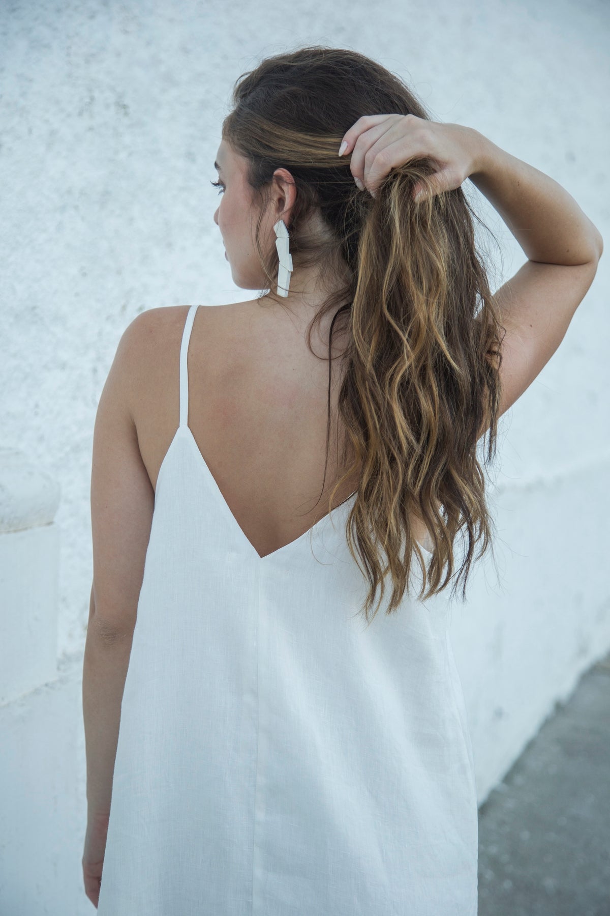 vestido 100% linho feminino off-white Sal