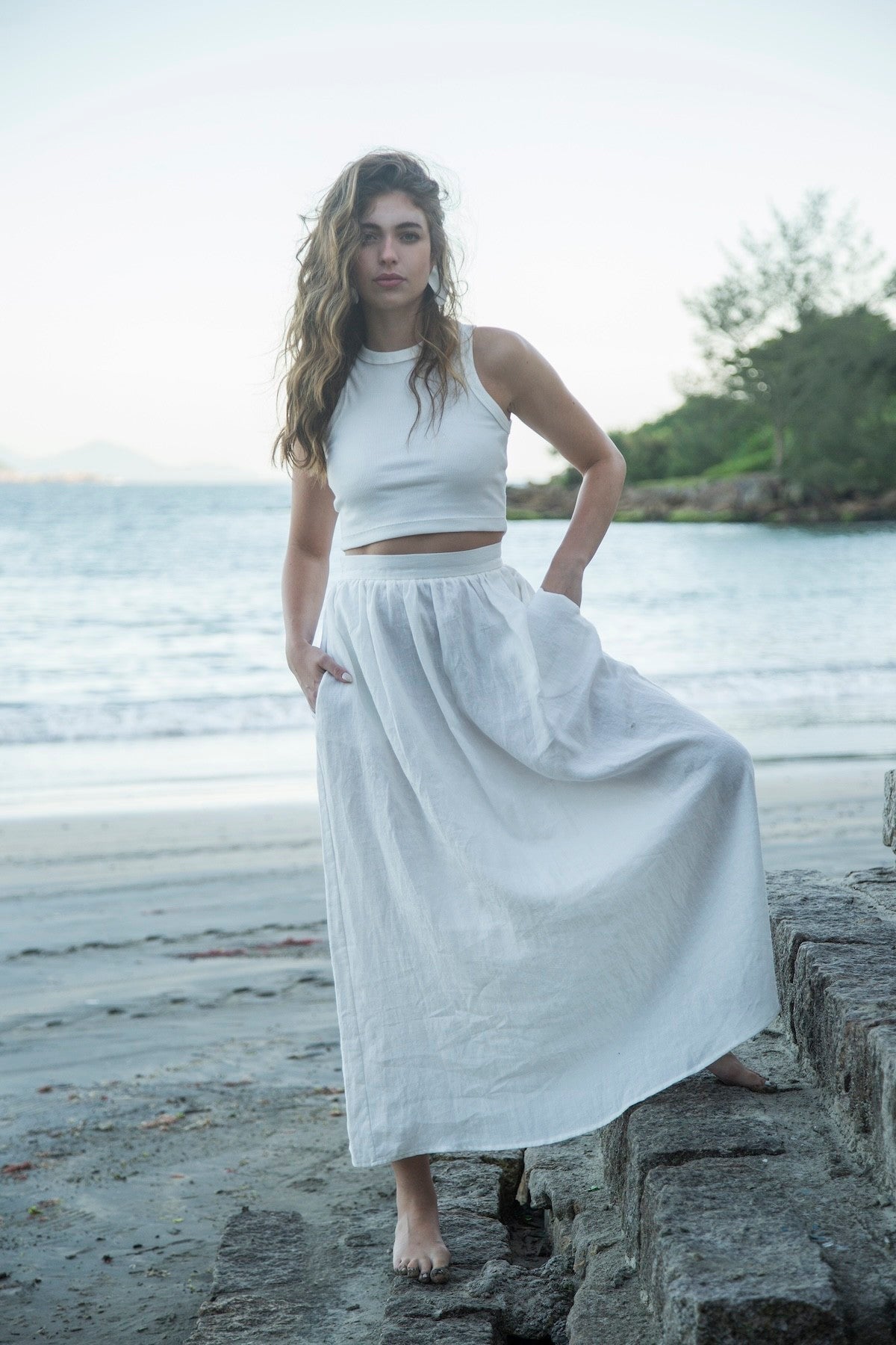 saia 100% linho feminina Marbella