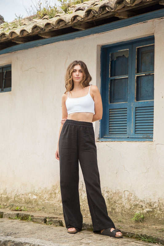 calça 100% linho feminina Siena