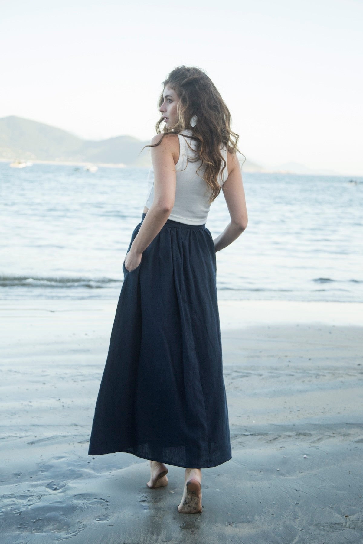 saia 100% linho feminina Marbella