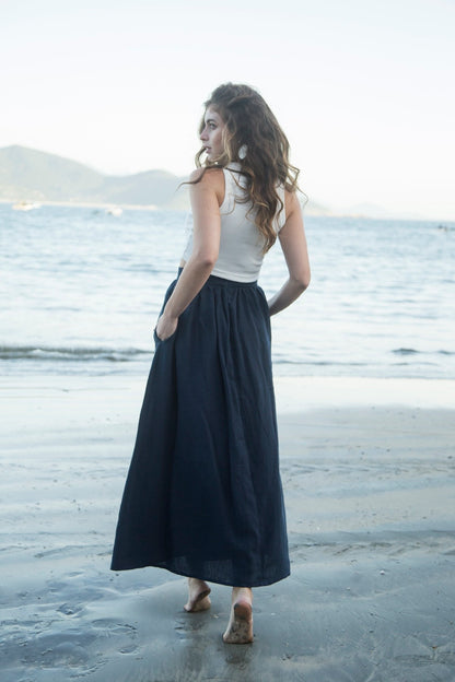 saia 100% linho feminina Marbella