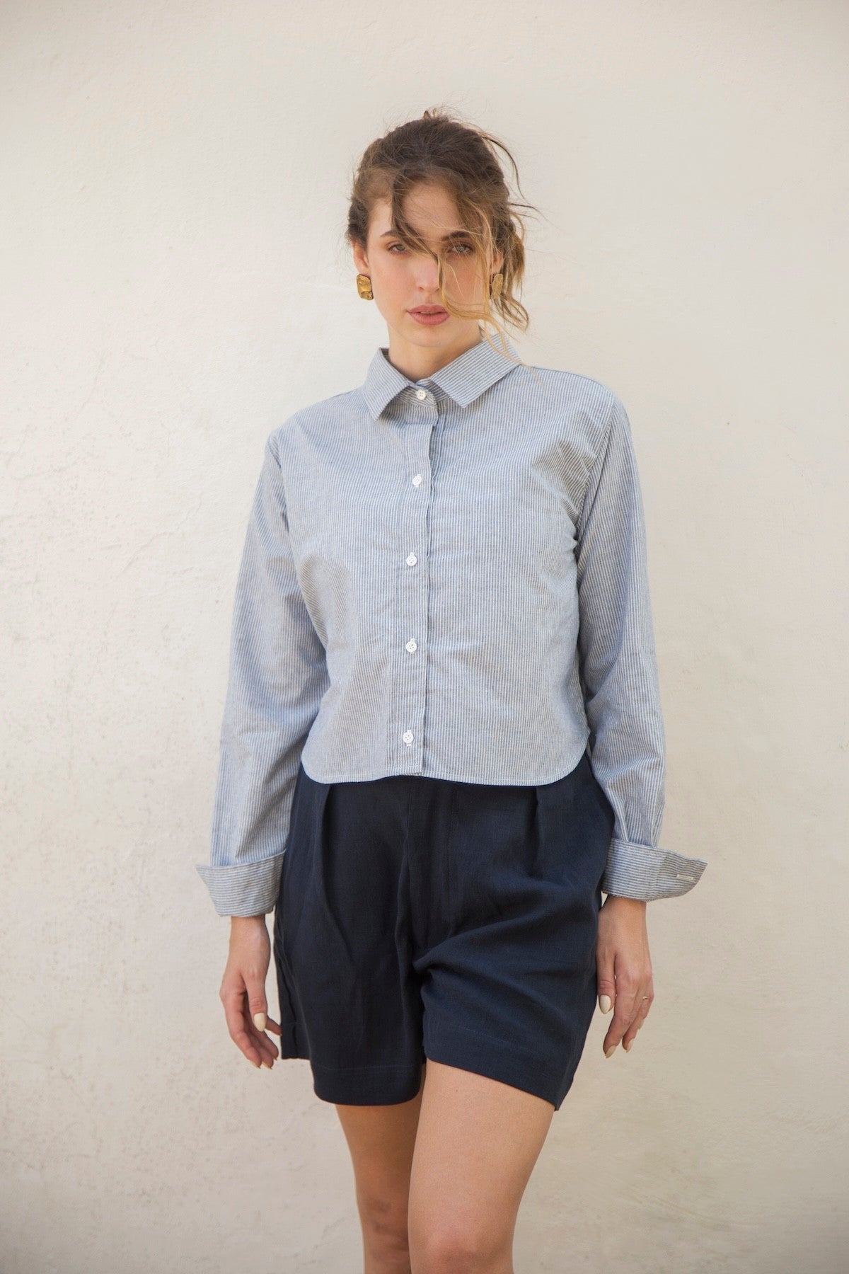 camisa feminina ar listras