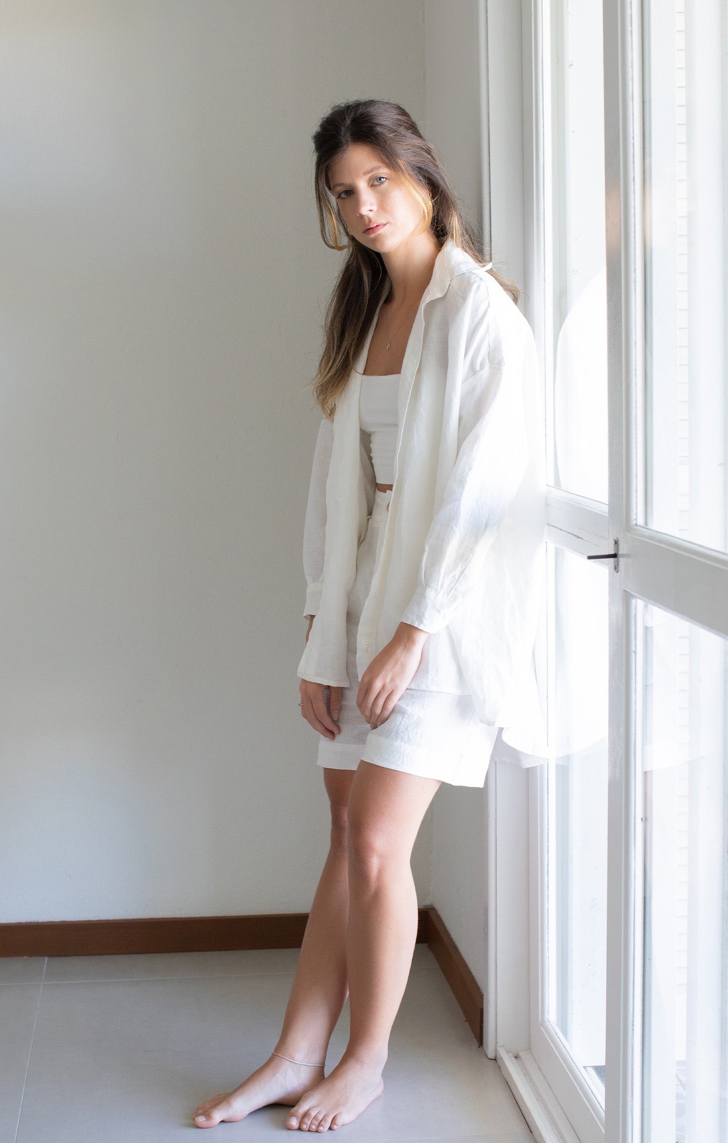camisa feminina 100% linho serena