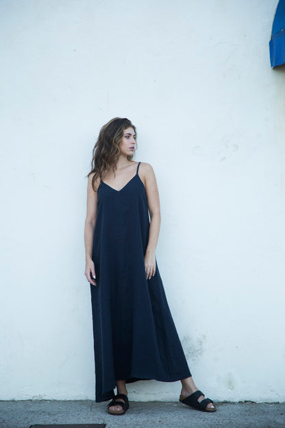 vestido 100% linho feminino sal