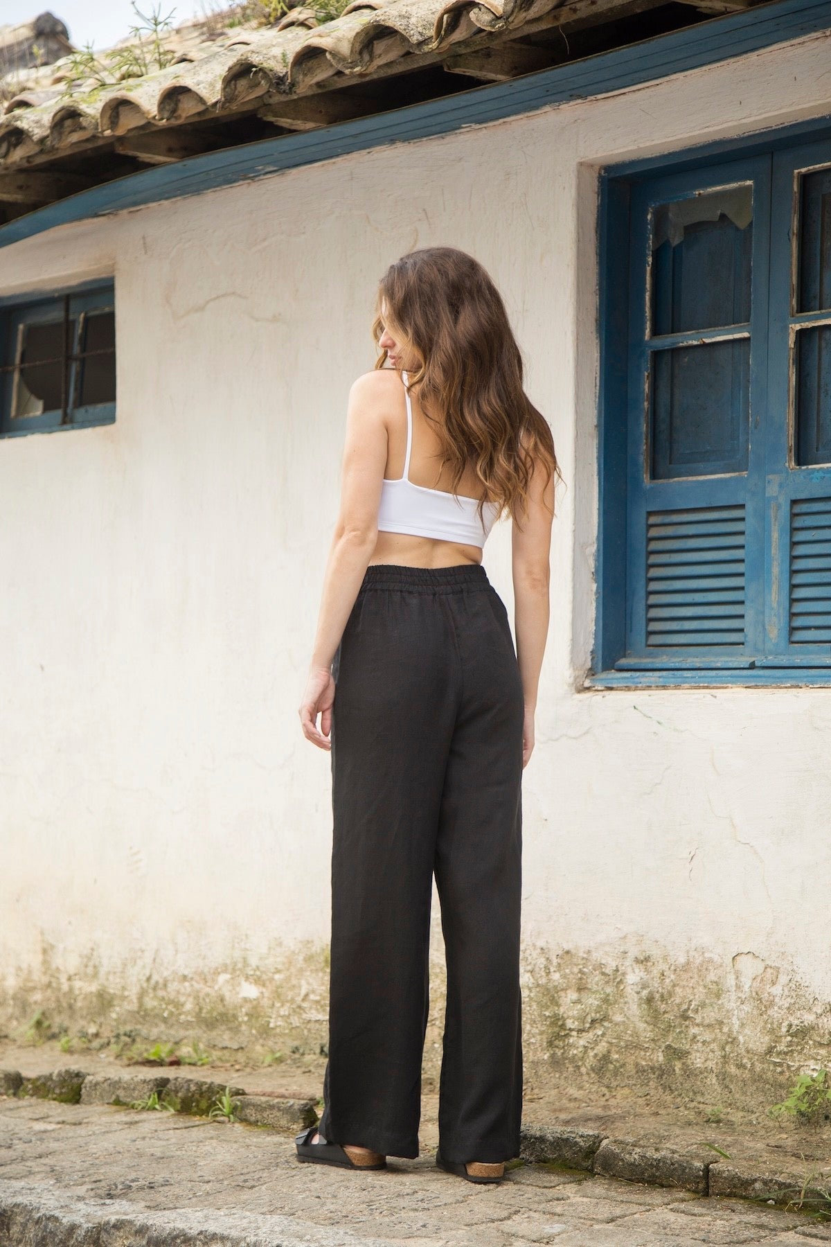 calça 100% linho feminina Siena