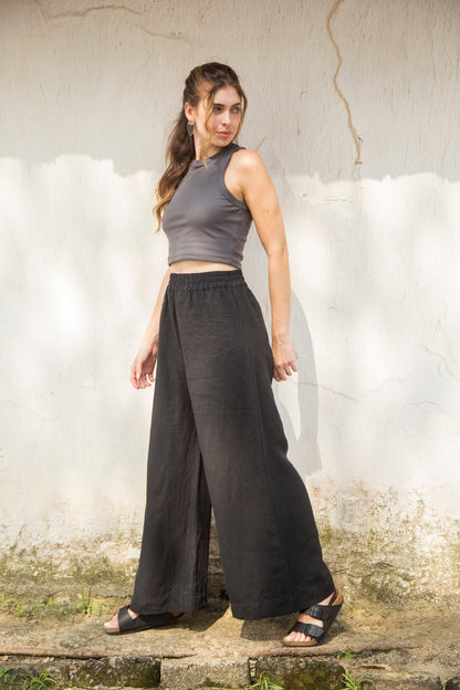 calça 100% linho feminina Firenze