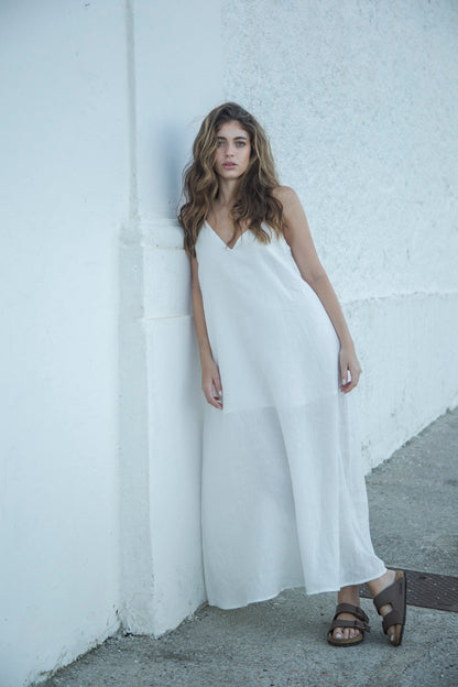 vestido 100% linho feminino sal