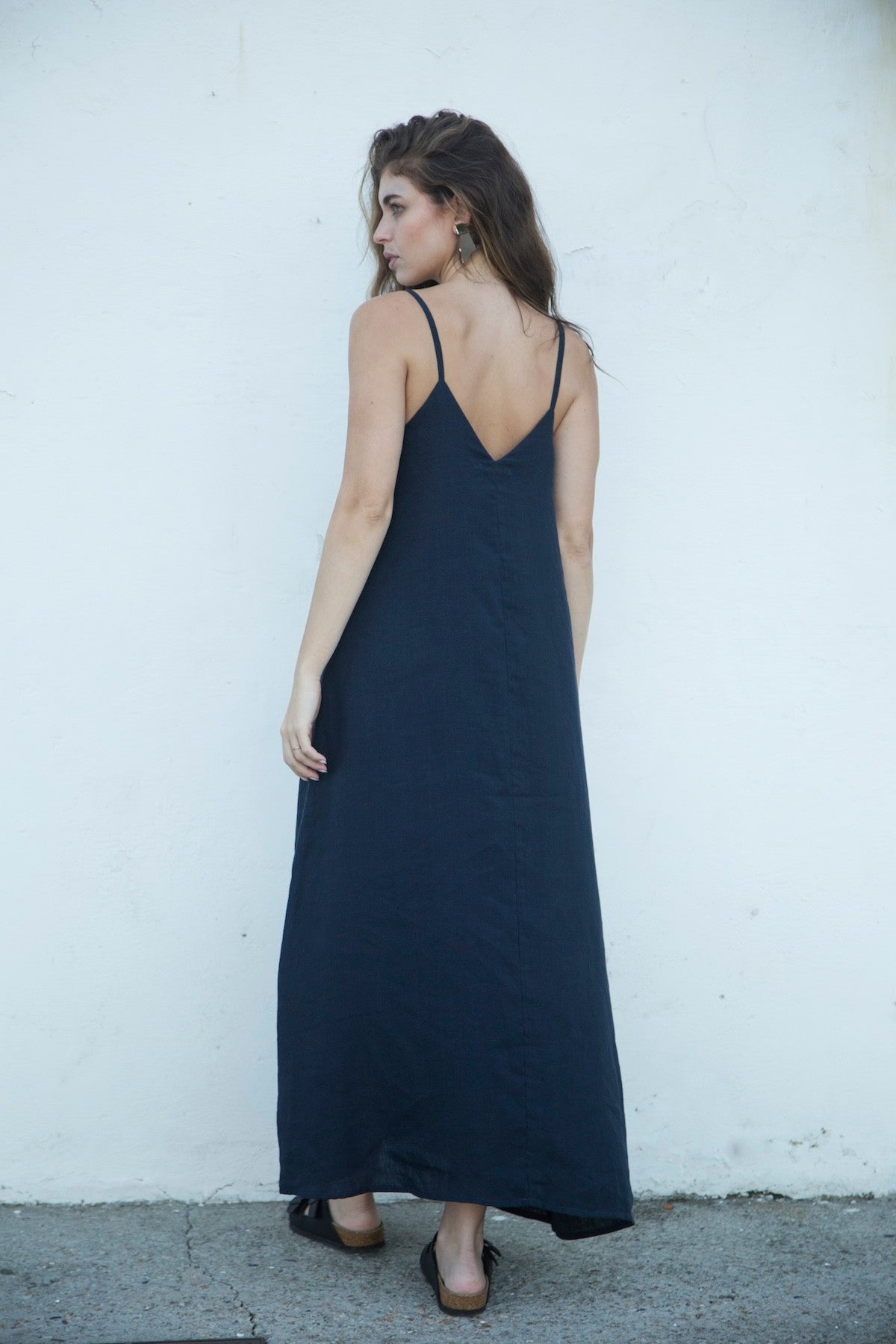 vestido 100% linho feminino sal