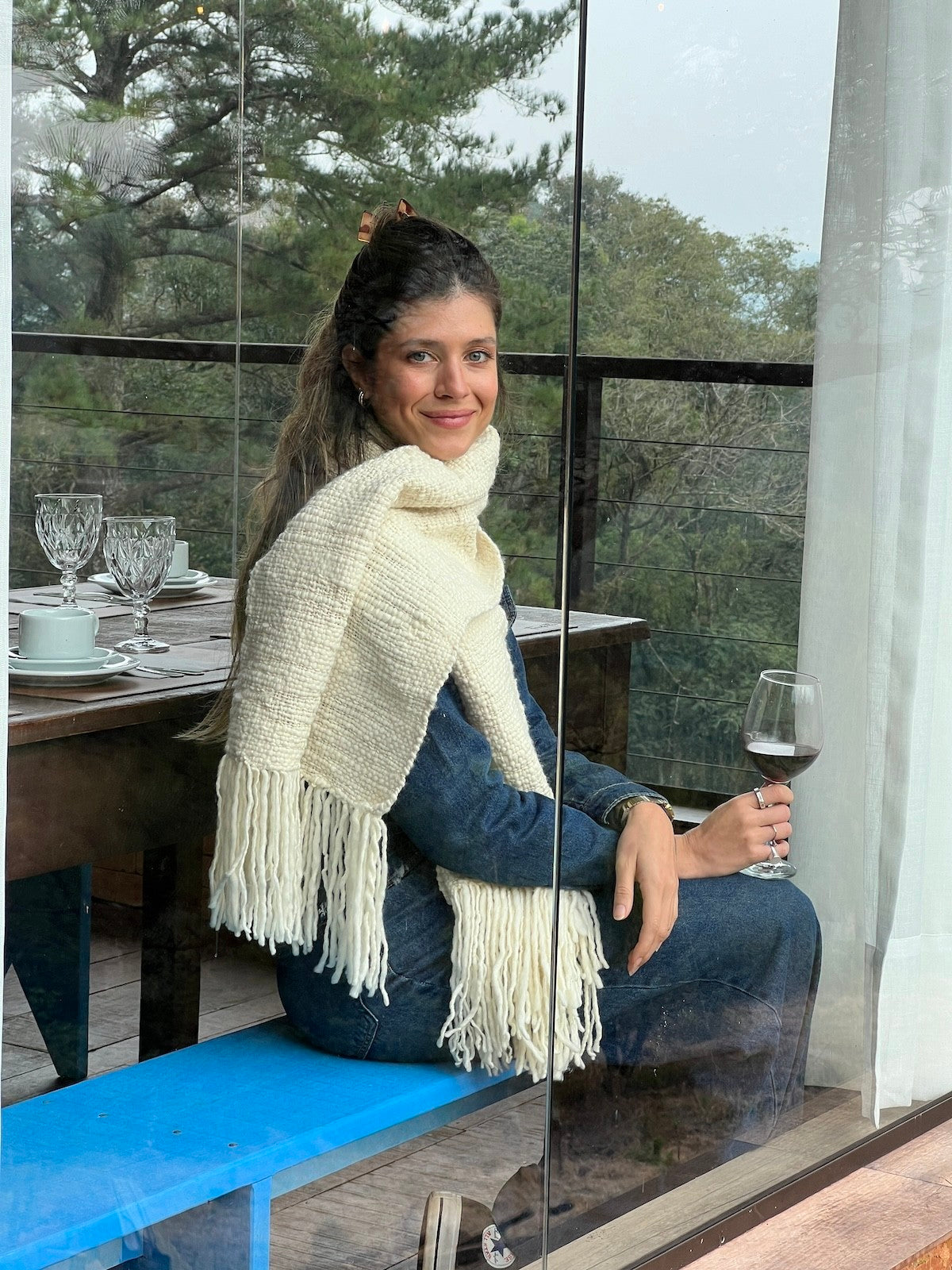 manta lã merino feminina jardim