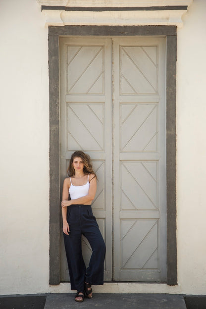 calça 100% linho feminina lavanda