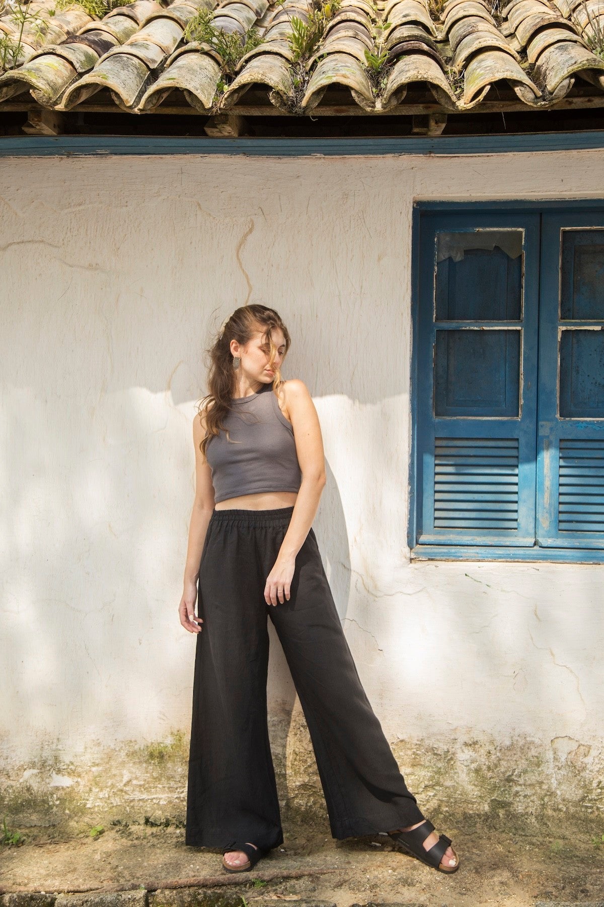 calça 100% linho feminina Firenze