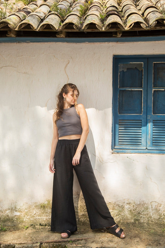 calça 100% linho feminina Firenze