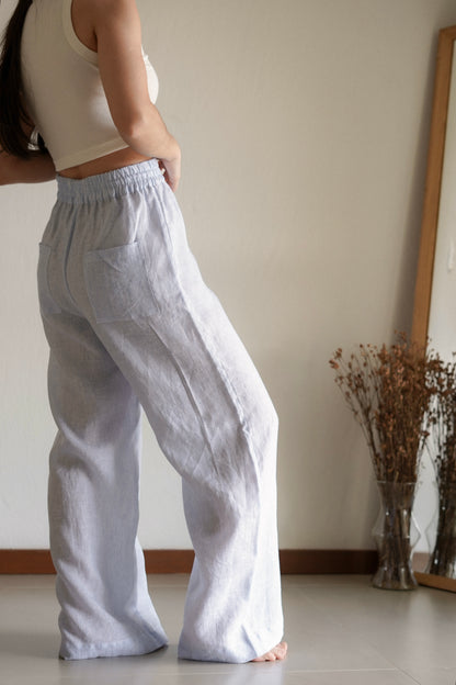 calça 100% linho italiano feminina lagoa