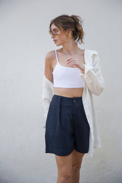 short Camille 100% linho feminino pronta entrega