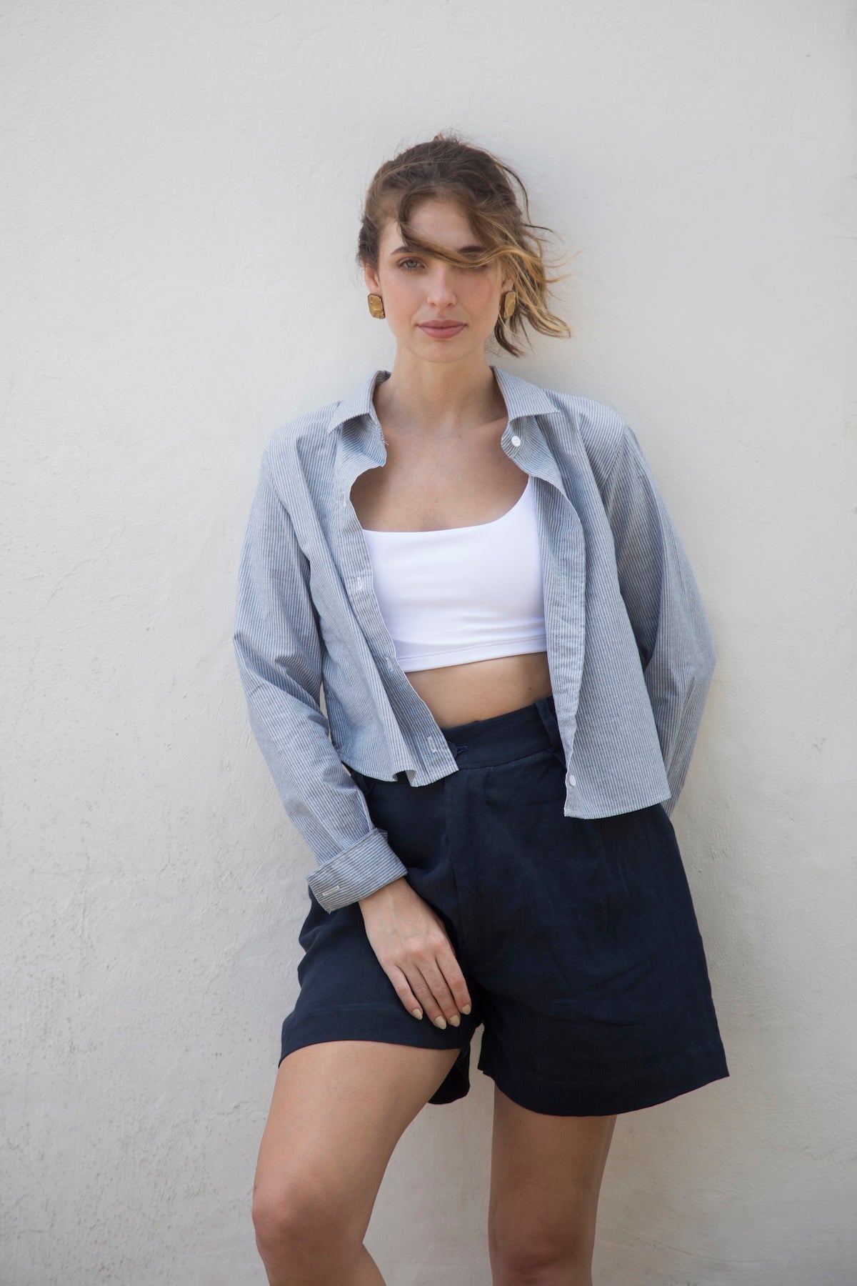 short Camille 100% linho feminino pronta entrega