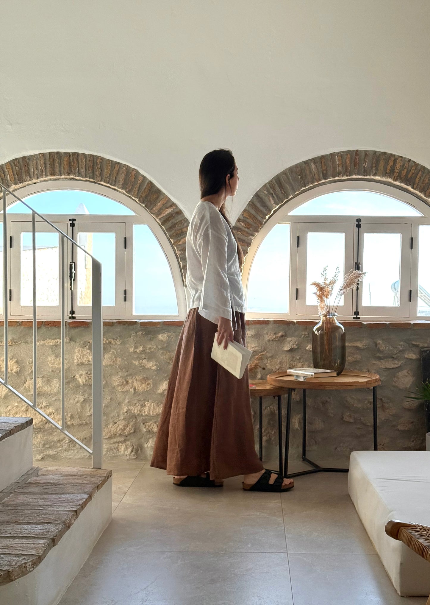 saia 100% linho feminina Marbella