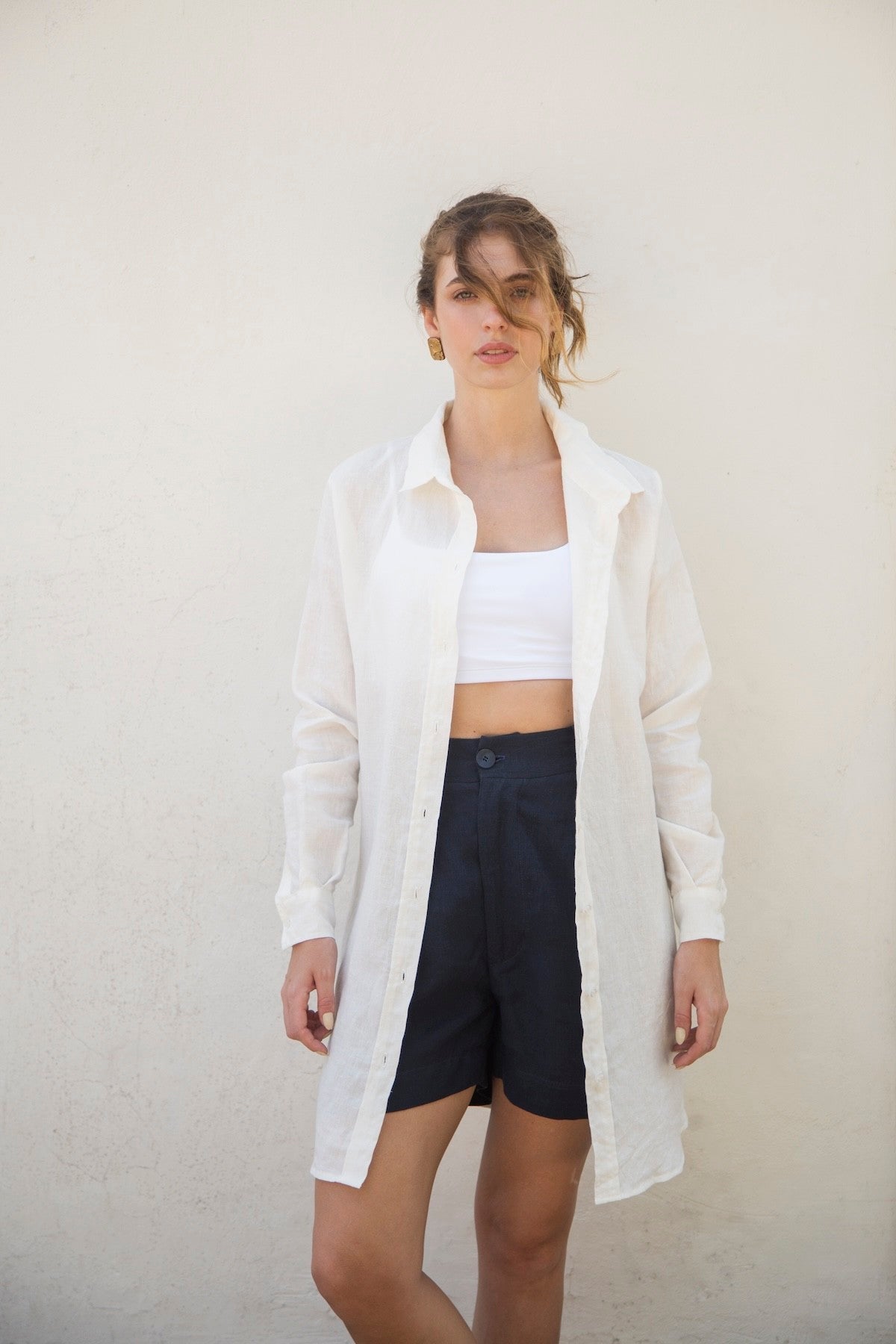 camisa feminina 100% linho verano