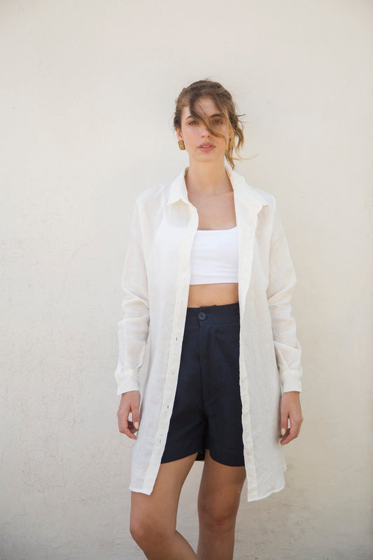 camisa feminina 100% linho verano