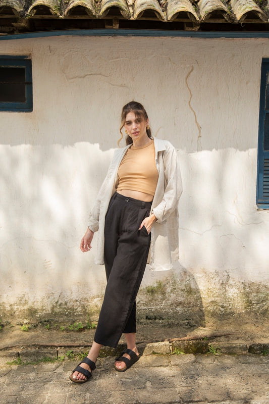 calça 100% linho feminina Carmelo
