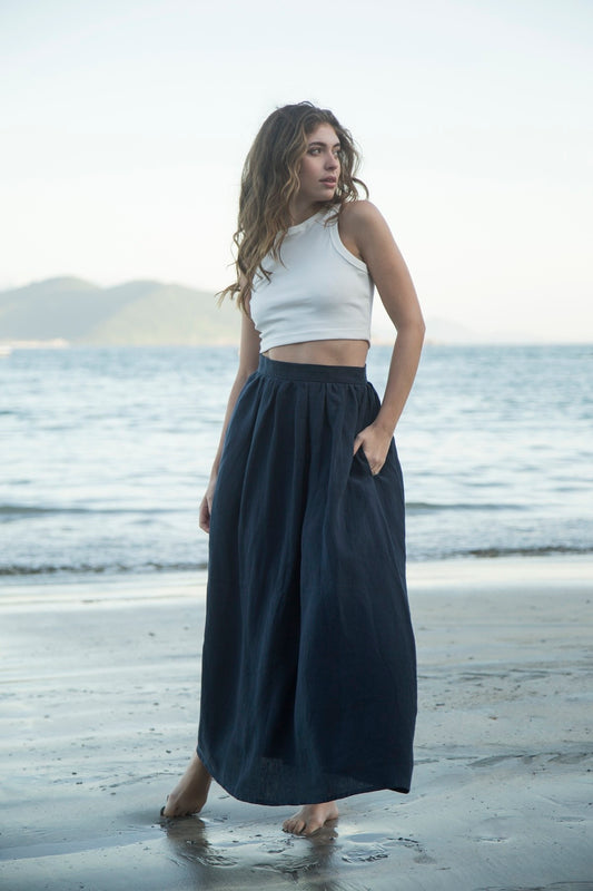 saia 100% linho feminina Marbella